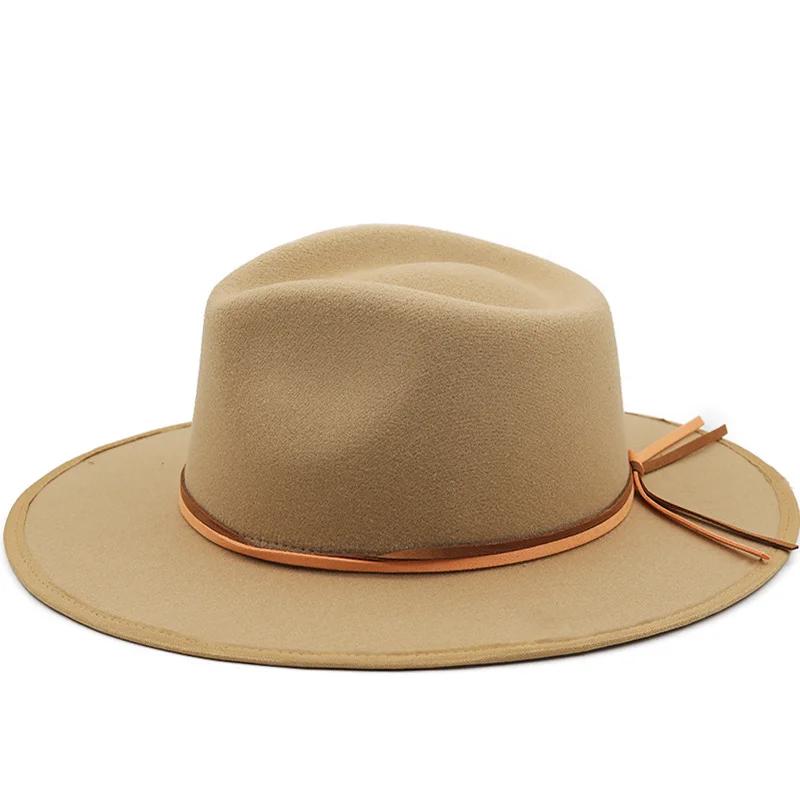 Simple Wool Women Fedora Hat wide brim hats Elegant Lady Gangster Trilby Felt Homburg Church Jazz Hat Men cowboy hat
